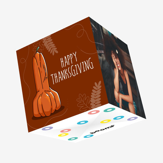 Adult Pumpkin Happy Thanksgiving Day Confetti-exploding Greetings Card