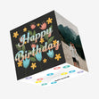 Black Floral Happy Birthday Confetti-exploding Greetings Card