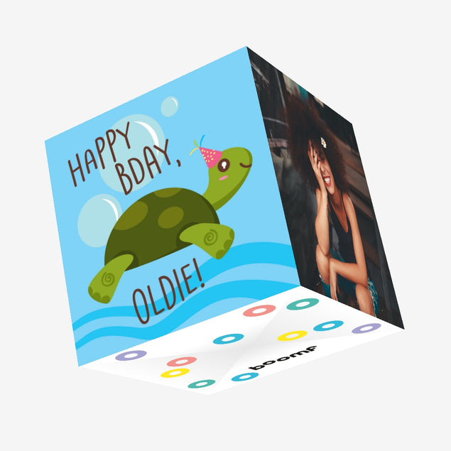 Turtle Happy Birthday Oldie Confetti-exploding Greetings Card