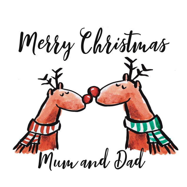 Watercolour Reindeer Mum And Dad Christmas - 1
