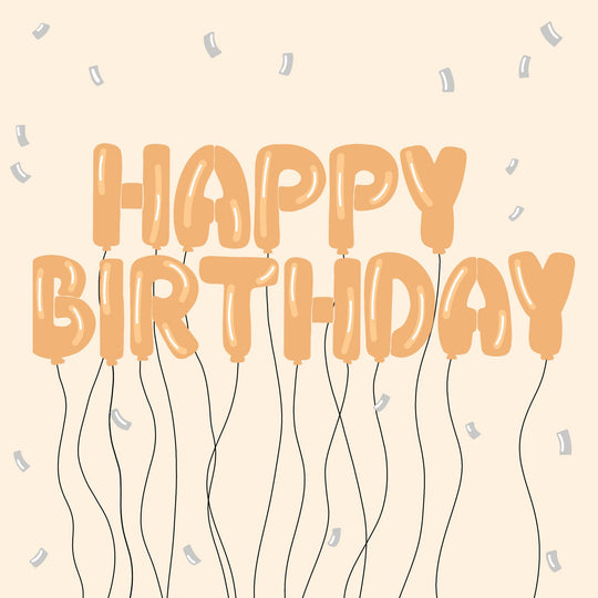 Happy Birthday Balloons Gold Card