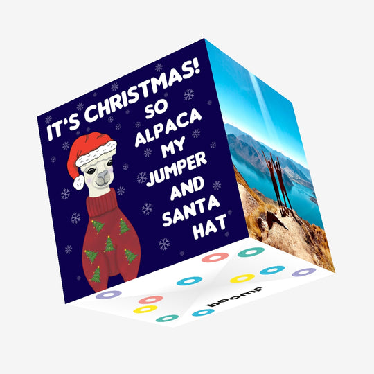Alpaca My Santa Hat Christmas Confetti-exploding Greetings Card