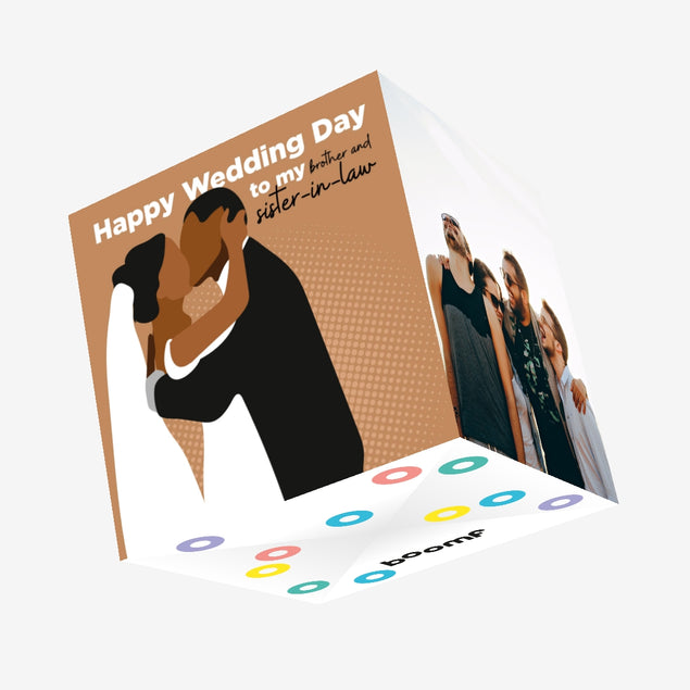 Kissing Couple Happy Wedding Day Brother- And Sister-In-Law Confetti-exploding Greetings Card