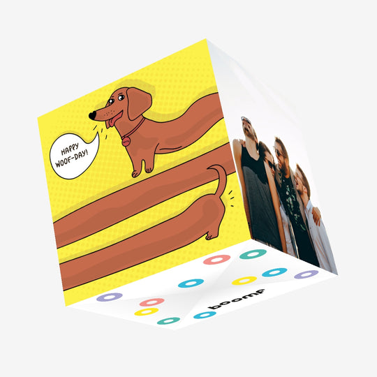 Happy Woof-Day! Dachshund Confetti-exploding Greetings Card