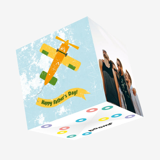Happy Father's Day Yellow Plane Confetti-exploding Greetings Card