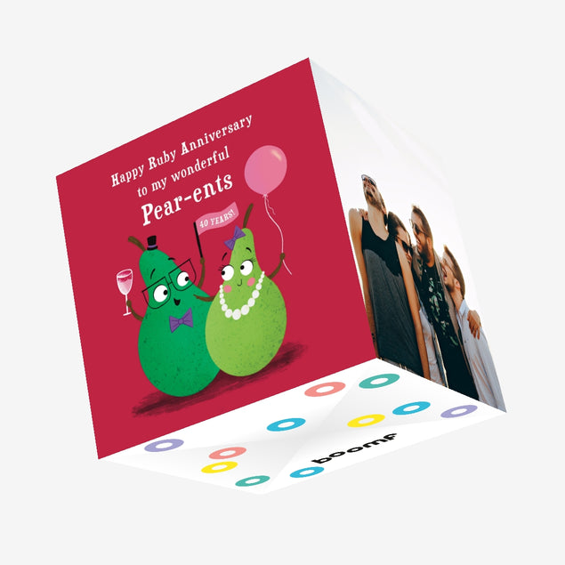 Pear-ents Funny Pears Ruby Anniversary Confetti-exploding Greetings Card
