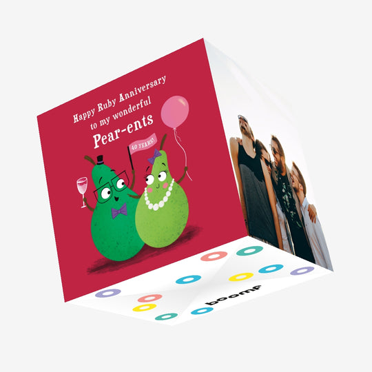 Pear-ents Funny Pears Ruby Anniversary Confetti-exploding Greetings Card