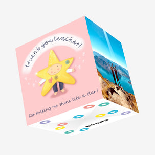 Thank You Teacher For Making Me Shine Like A Star! (Pink) Confetti-exploding Greetings Card