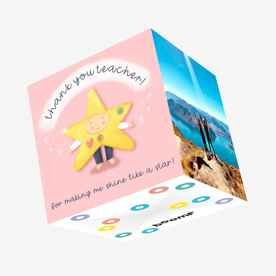 Thank You Teacher For Making Me Shine Like A Star! (Pink) Confetti-exploding Greetings Card