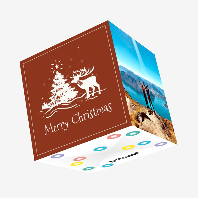 Abstract Reindeer Merry Christmas Confetti-exploding Greetings Card