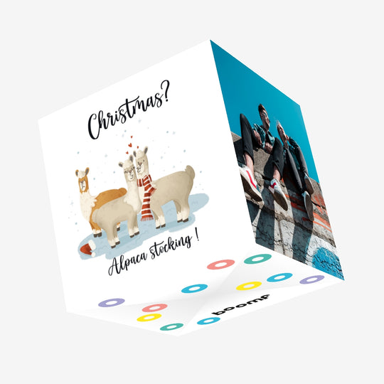 Merry Christmas Alpaca Stocking Confetti-exploding Greetings Card