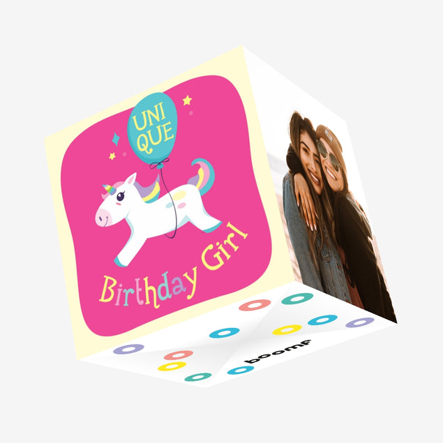 Birthday Girl Unique Unicorn Confetti-exploding Greetings Card