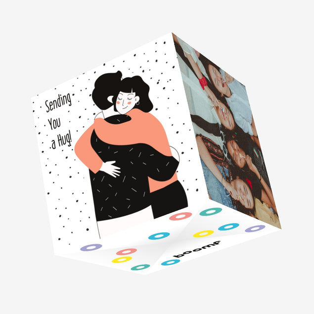 Sending You A Hug Hugging Couple Confetti-exploding Greetings Card