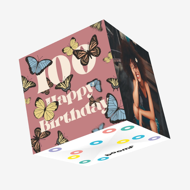 Butterfly Boomf Exploding Fluttering Butterflies 100th Birthday Confetti-exploding Greetings Car ...
