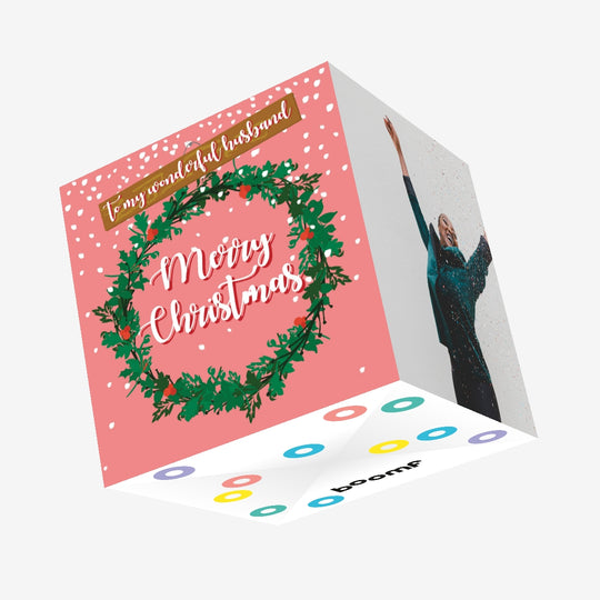 Merry Christmas Wonderful Husband Confetti-exploding Greetings Card