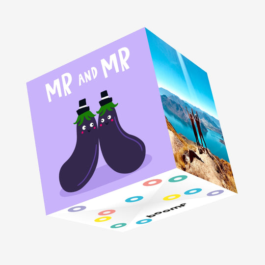 Aubergine Emoji Mr And Mr Gay Wedding Confetti-exploding Greetings Card