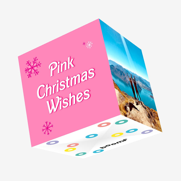 Pink Christmas Wishes Christmas Confetti-exploding Greetings Card