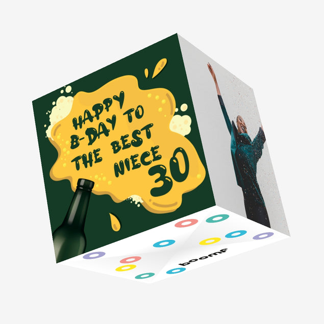 Spilled Beer Happy 30th Birthday Niece Confetti-exploding Greetings Card