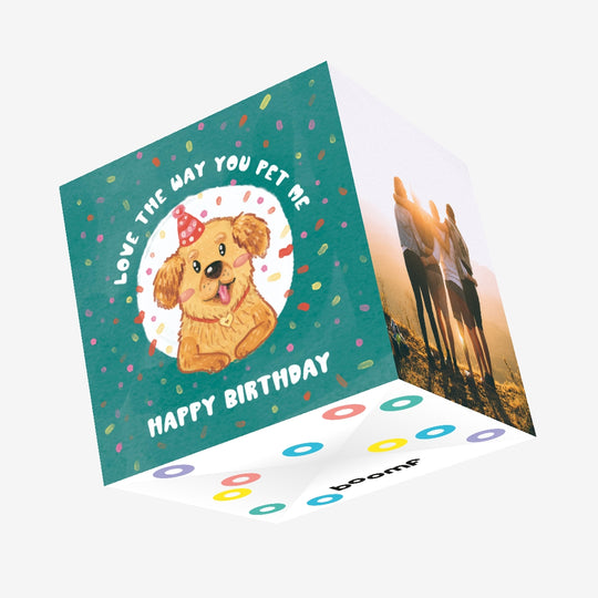Happy Birthday Golden Retriever Confetti-exploding Greetings Card