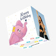 Cute Pink Elephant Happy Birthday Confetti-exploding Greetings Card