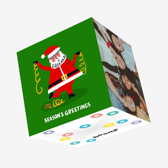 Santa Claus Ribbon Christmas Confetti-exploding Greetings Card