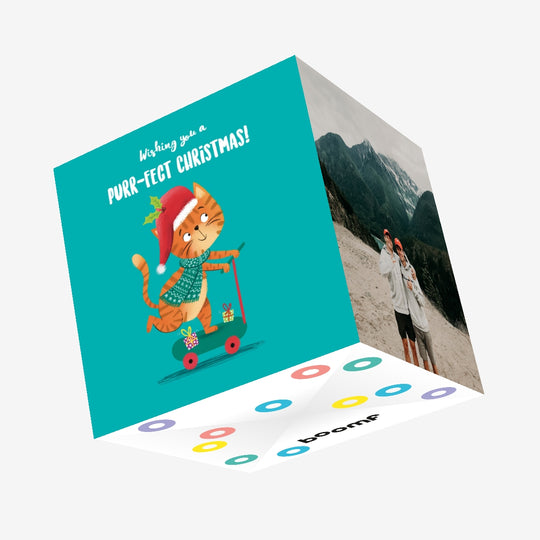 Cute Orange Cat Purr-Fect Christmas Confetti-exploding Greetings Card