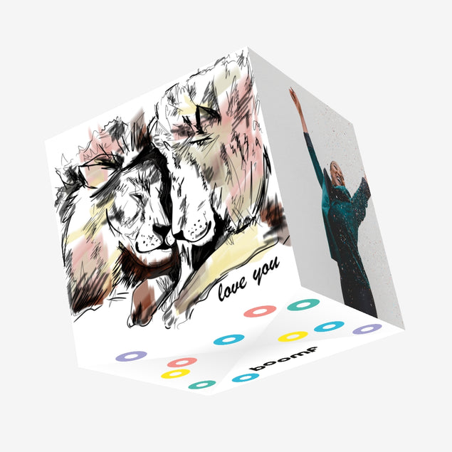 Sketched Lions Love You Confetti-exploding Greetings Card