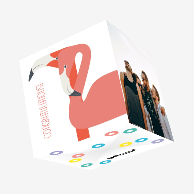 Congratulations Flamingo Couple Confetti-exploding Greetings Card