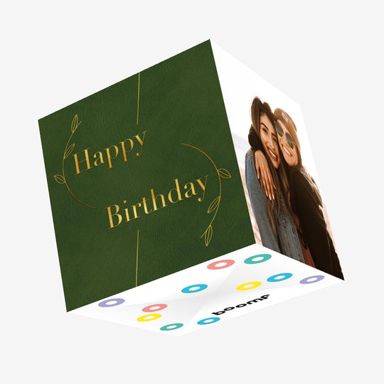 Happy Birthday Golden Leaves Confetti-exploding Greetings Card