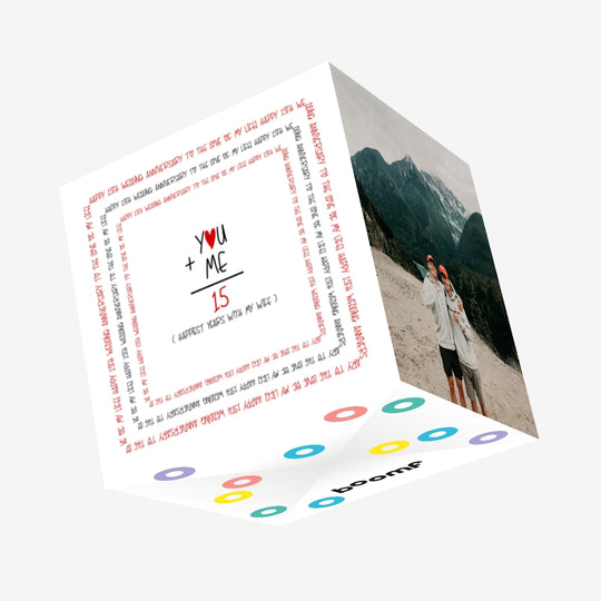 Happy 15th Wedding Anniversary Wife Happiest Years Confetti-exploding Greetings Card