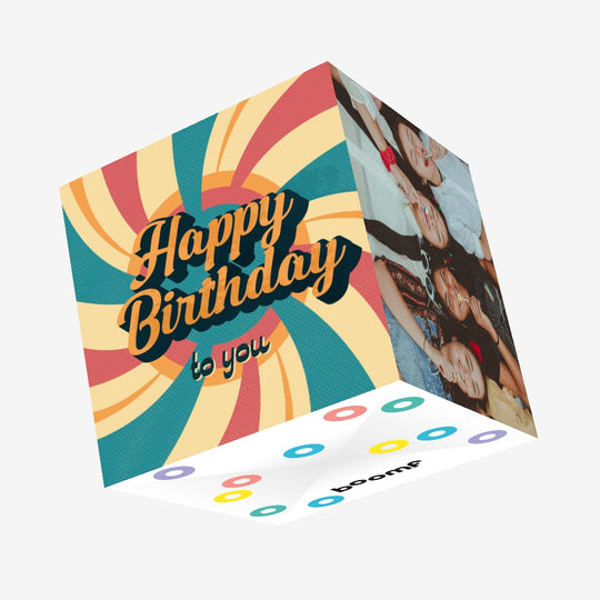 Happy Birthday To You Retro Style Confetti-exploding Greetings Card