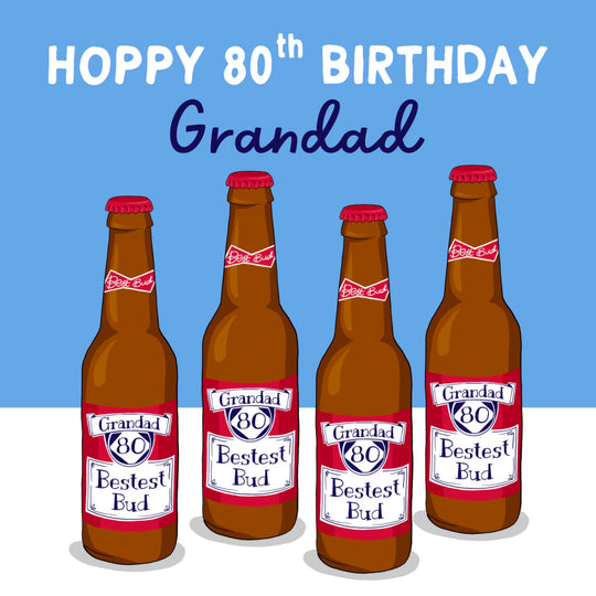 Grandad Bestest Bud 80th Birthday Card