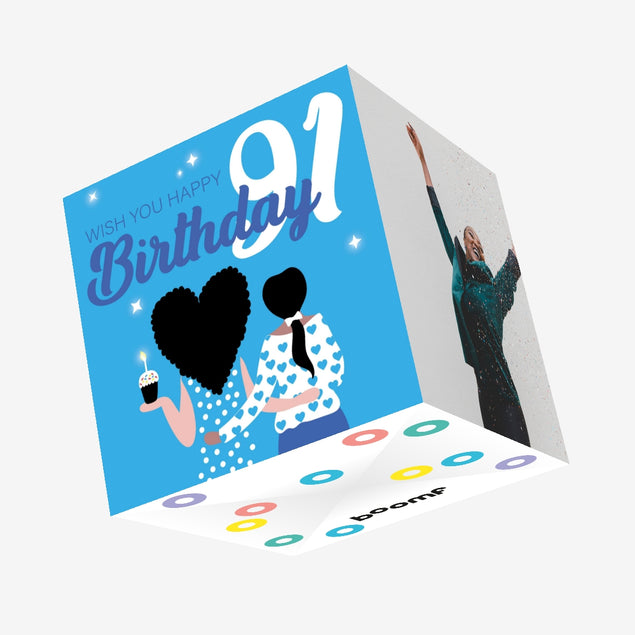 Wish You Happy 91st Birthday Confetti-exploding Greetings Card
