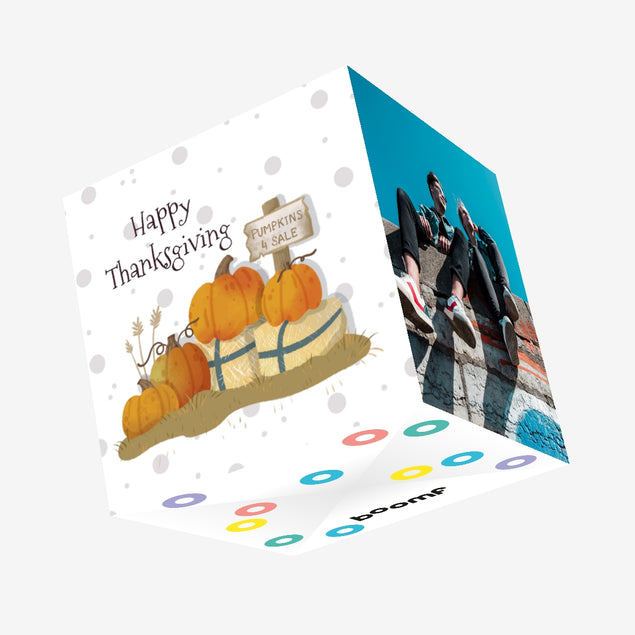 Happy Thanksgiving Pumpkin For Sale Confetti-exploding Greetings Card