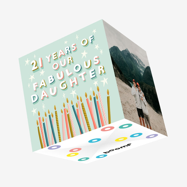 Daughter Colourful Candles 21st Birthday Confetti-exploding Greetings Card