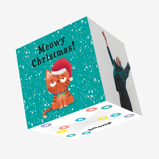 Grumpy Cat Meowy Christmas Confetti-exploding Greetings Card