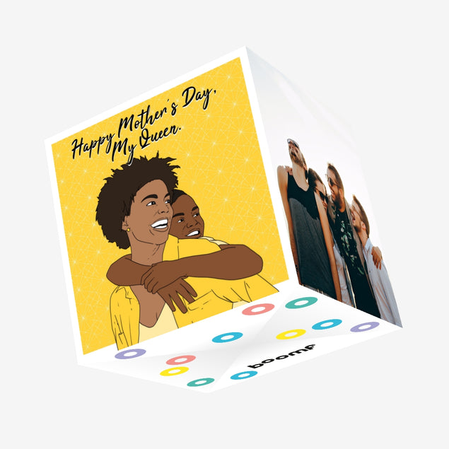 Happy Mother's Day My Queen Yellow Confetti-exploding Greetings Card