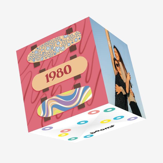 Happy Birthday 1980 Skateboard Confetti-exploding Greetings Card