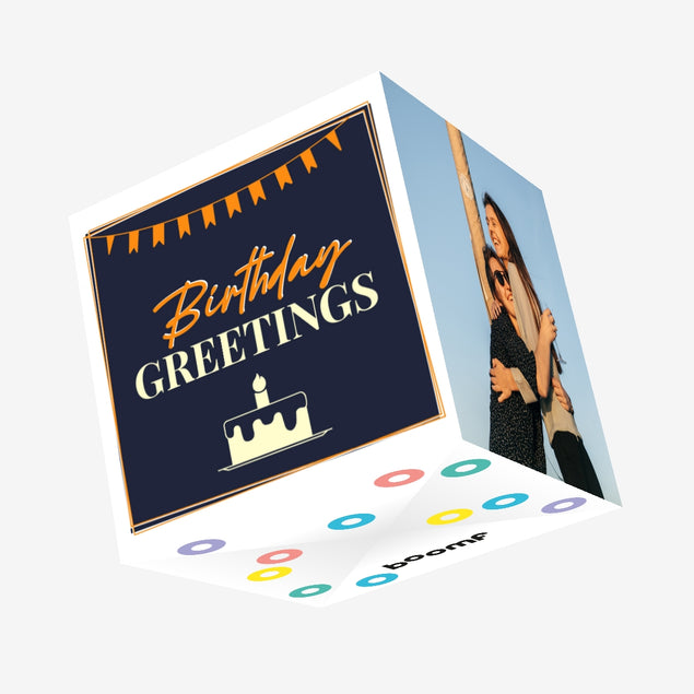 Birthday Greetings Cake Confetti-exploding Greetings Card