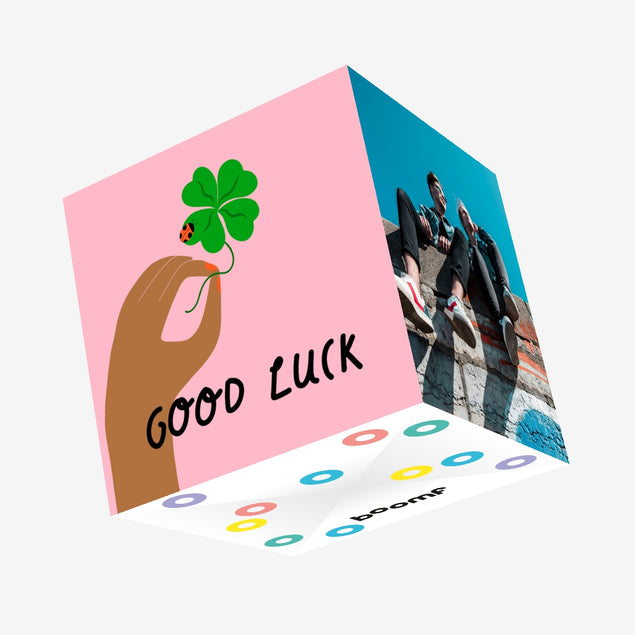 Four-Leaf Clover And Ladybug Good Luck Confetti-exploding Greetings Card