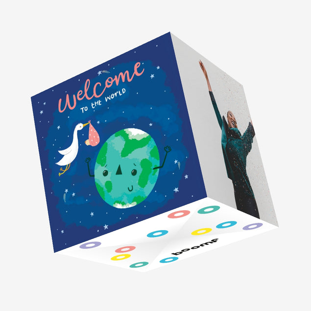 Welcome To The World Baby Girl Confetti-exploding Greetings Card