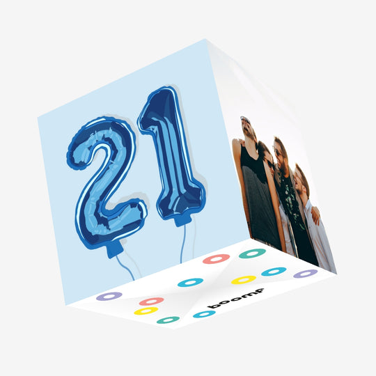 21st Birthday Blue Balloons Confetti-exploding Greetings Card