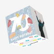 Happy 70th Birthday Pieces Of Cake Blue Confetti-exploding Greetings Card
