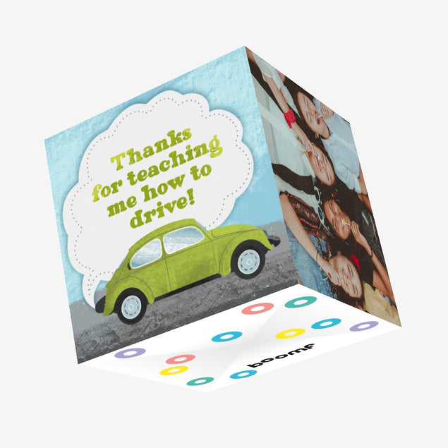 Driving Licence Green Car Confetti-exploding Greetings Card