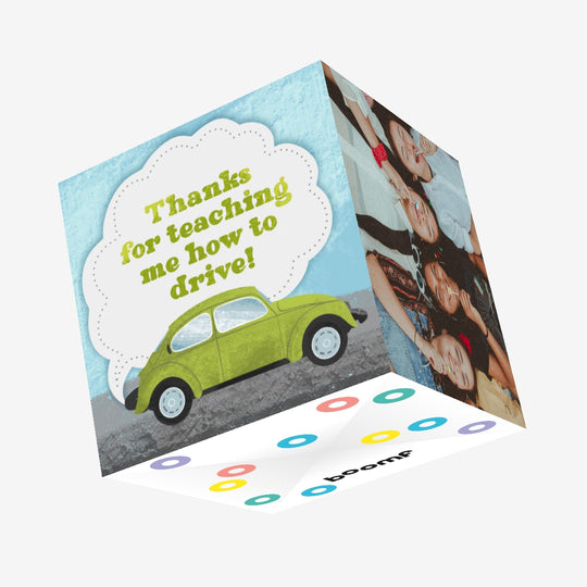 Driving Licence Green Car Confetti-exploding Greetings Card