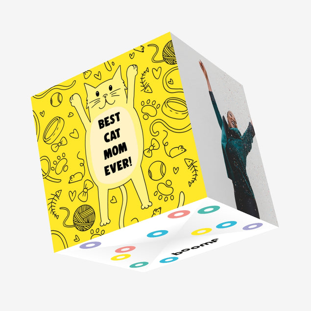 Best Cat Mom Ever Cute Chubby Cat Mother's Day Confetti-exploding Greetings Card