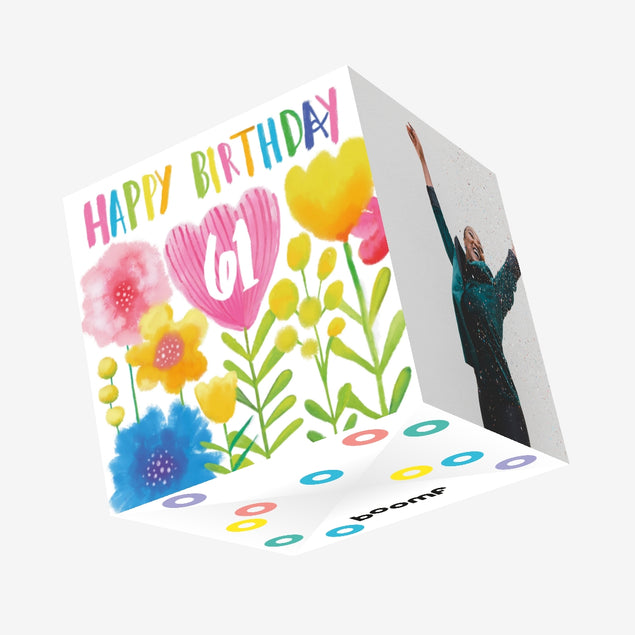Delicate Flowers Happy 61st Birthday Confetti-exploding Greetings Card