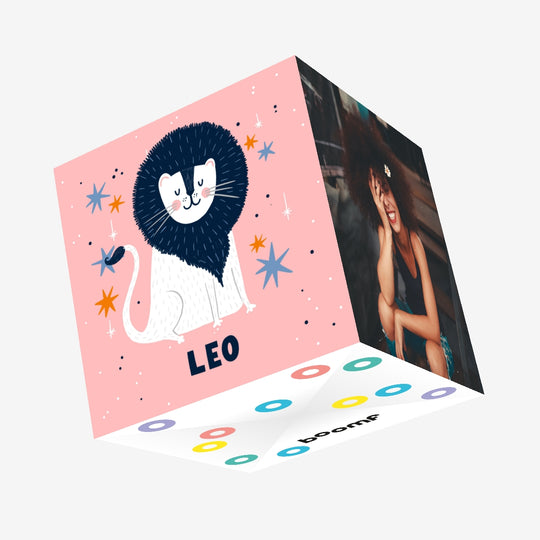 Leo Lion Star Sign Birthday Confetti-exploding Greetings Card