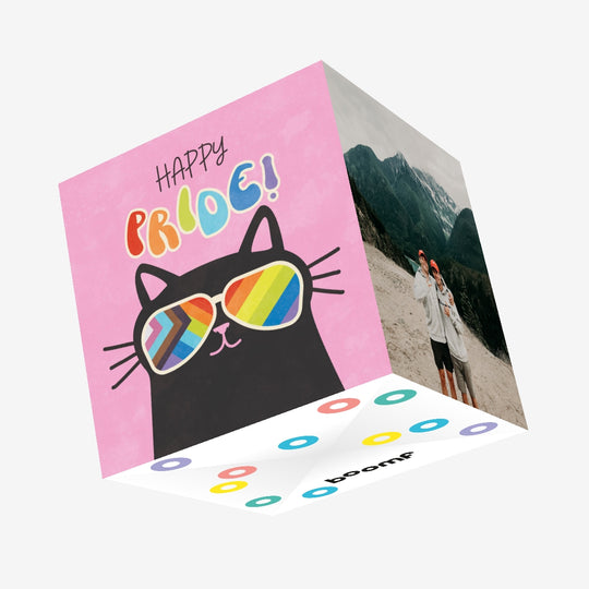 Happy Pride Cool Cat Confetti-exploding Greetings Card
