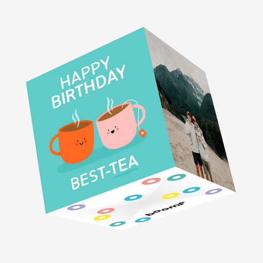 Happy Birthday Best-Tea Confetti-exploding Greetings Card